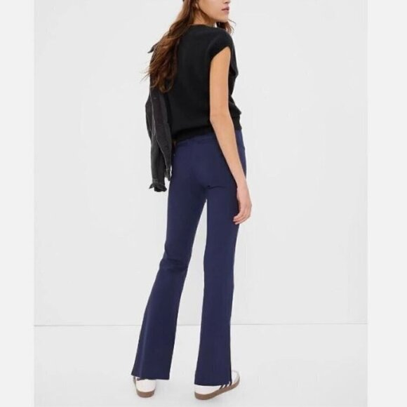 GAP High Rise Ponte Y2k Vibes SPLIT FLARE Pants Navy Blue Size 12 MSRP $90 - Picture 2 of 6